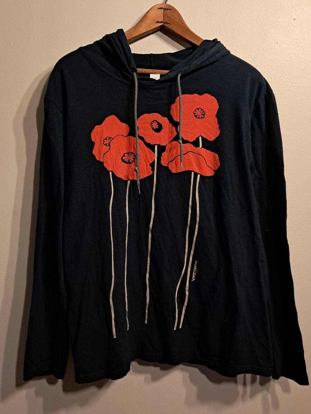 Marushka Hooded Long Sleeve Red Floral Poppy Print